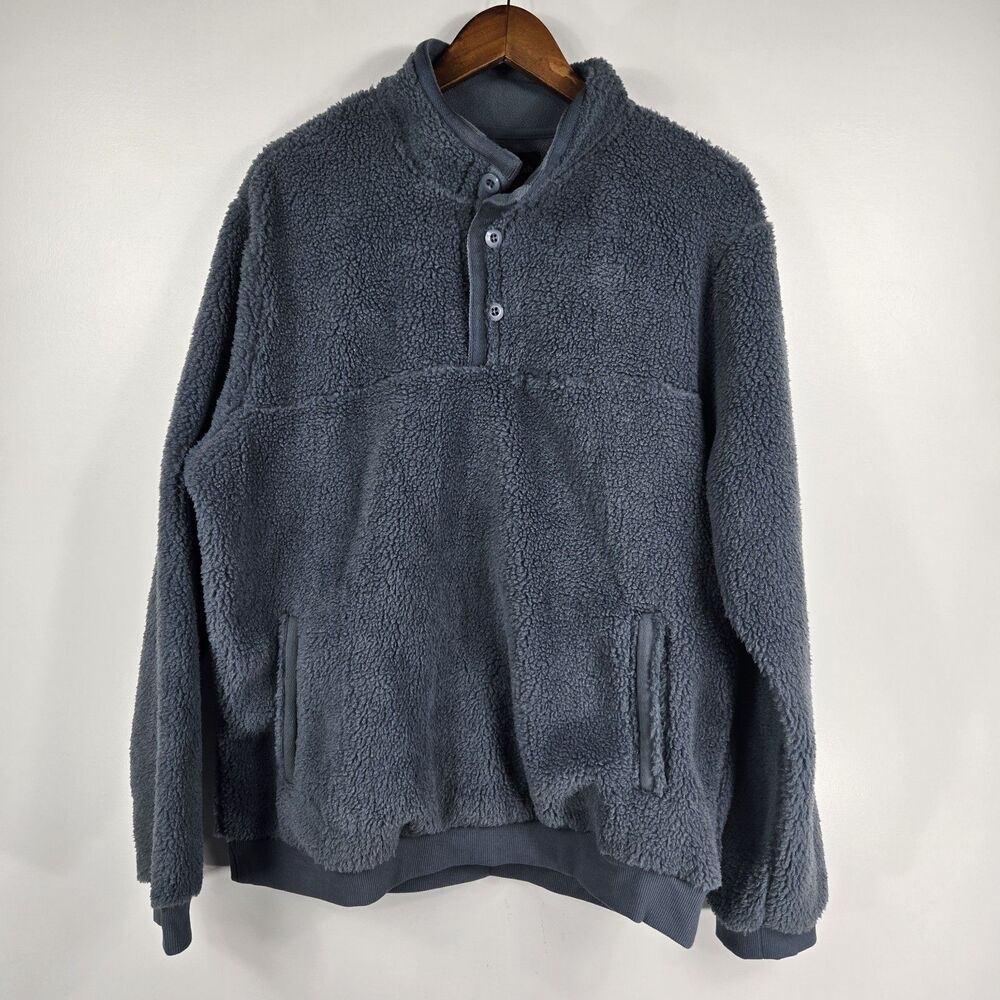 Grays Peak‎ Men's Size Medium Slate Gray 1/4 Button Fleece Pullover